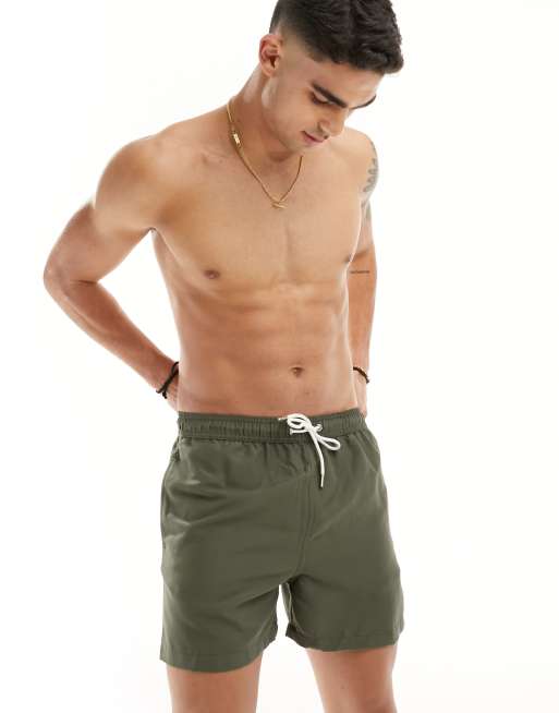 New Look core swim short in dark khaki, 3 of 4