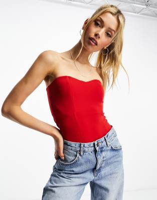 ZARA NEW WOMAN CROP STRAPPY SATIN CORSETRY-INSPIRED TOP RED XS-XXL