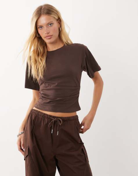 New Look corset T-shirt i mørkebrun - view 1
