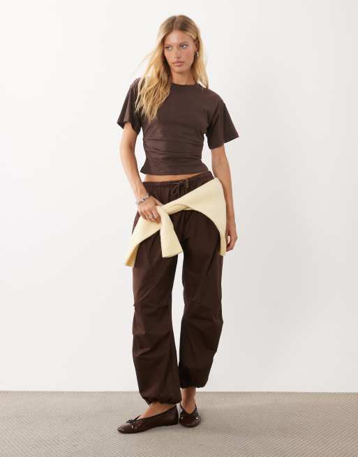 New Look corset T-shirt in donkerbruin, 2 van 4