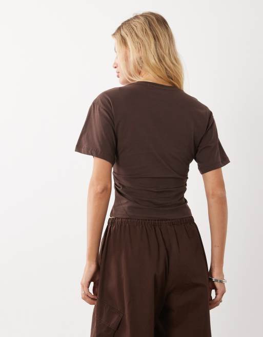 New Look corset tee in dark brown, 4 of 4
