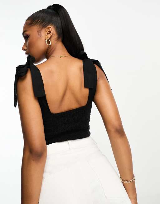 Black tie shoulder discount top