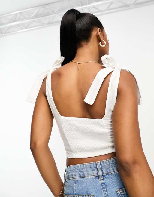 White tie shoulder top new arrivals