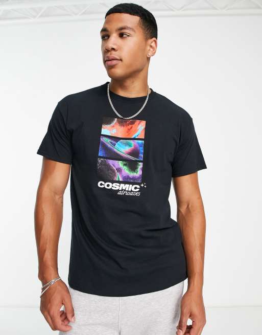 New Look cosmic airwaves t-shirt in black