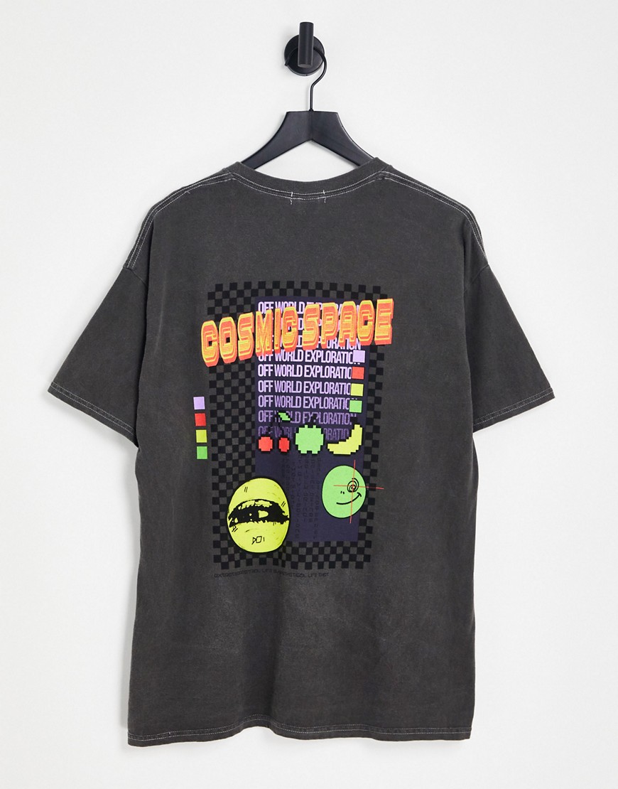 New Look cosmic space T-shirt in gray