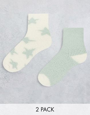 New Look cosy star socks in mint green