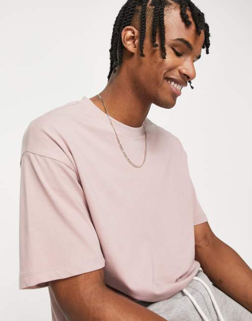 Oversized Fit Cotton T-shirt - Light pink - Men