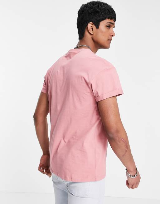 New Look cotton roll sleeve t-shirt in pink - PINK, 2 of 4