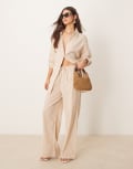 [New Look] New Look cotton slub wide leg pants in cream (part of a set)-White 6 CREAM