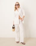 [New Look] New Look cotton slub wide leg pants in white (part of a set) 14 WHITE