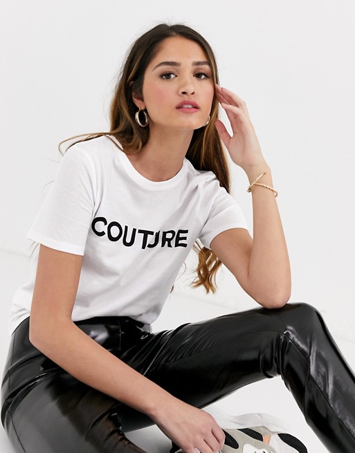 New Look couture slogan girlfriend tee in white