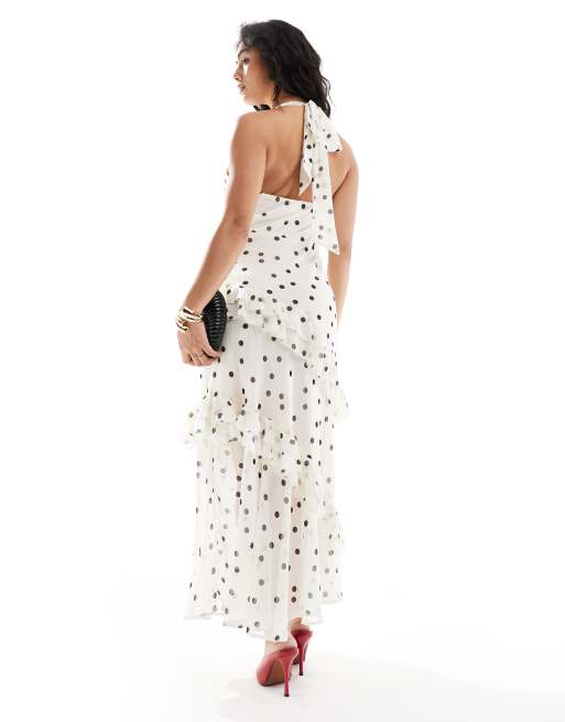 New Look cowl neck ruffle maxi dress in cream, 4 of 4