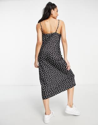 Zara black and white hotsell polka dot slip dress