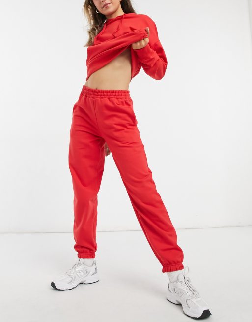 New Look cozy cuffed sweatpants in bright red ASOS