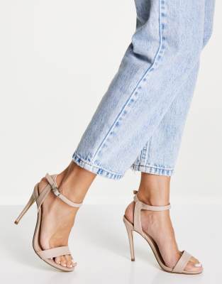 New Look Cream leather look stiletto sandal heels in cream