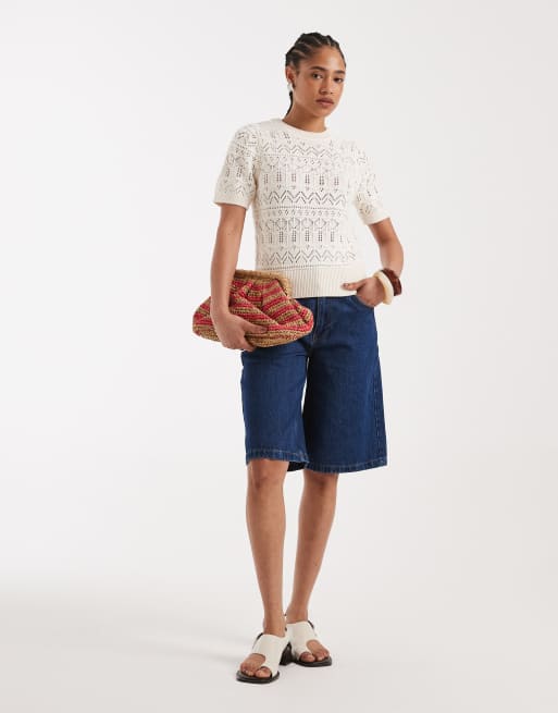 New Look - Cremefarvet T-shirt med syningsdetaljer, 2 af 4