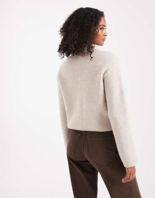 New Look - Cremehvid cardigan med gennemgående knapper og krave, 3 af 4