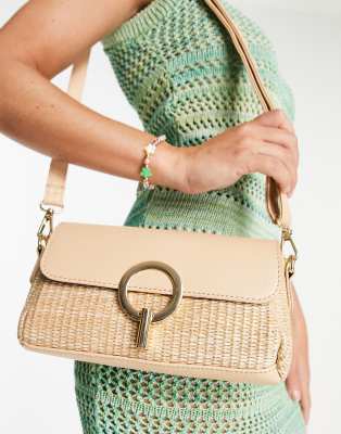 New Look - Cremehvid crossbody-taske i raffia