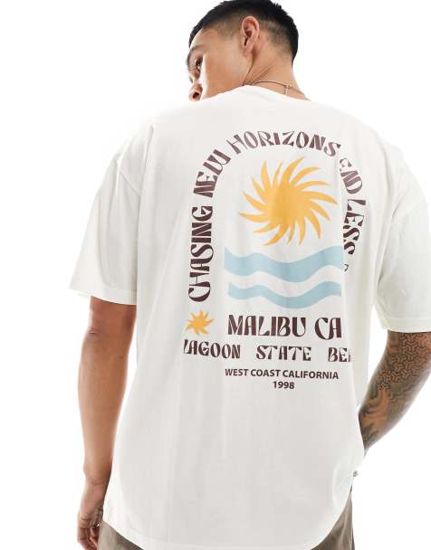 New Look - Cremehvid t-shirt med 'Malibu'-print - view 1