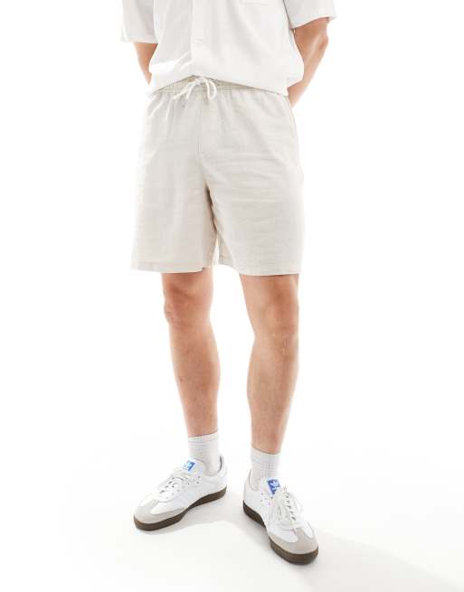 New Look - Cremehvide pull-on-shorts i hørblanding