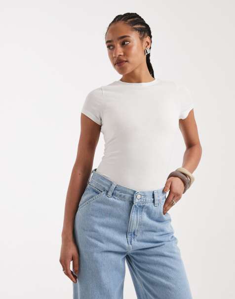 New Look crew neck bodysuit in white