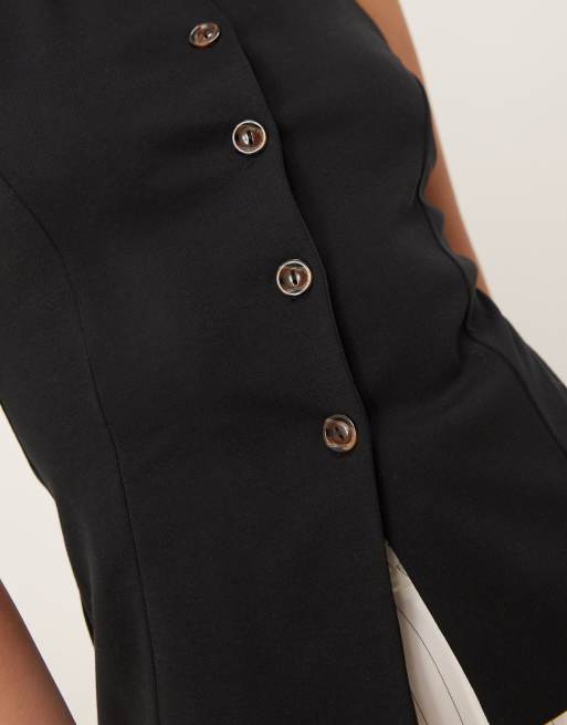 New Look crew neck button down jersey waistcoat in black, 4 of 4