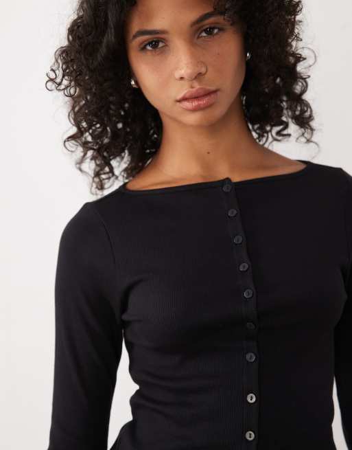New Look crew neck cardigan in black, 4 of 4