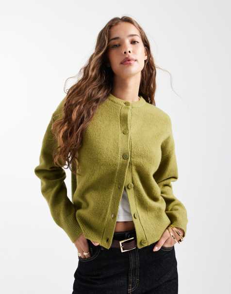 New Look crew neck cardigan in green - view 1