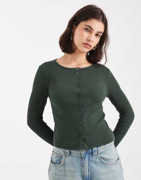 New Look crew neck cardigan in green - view 1