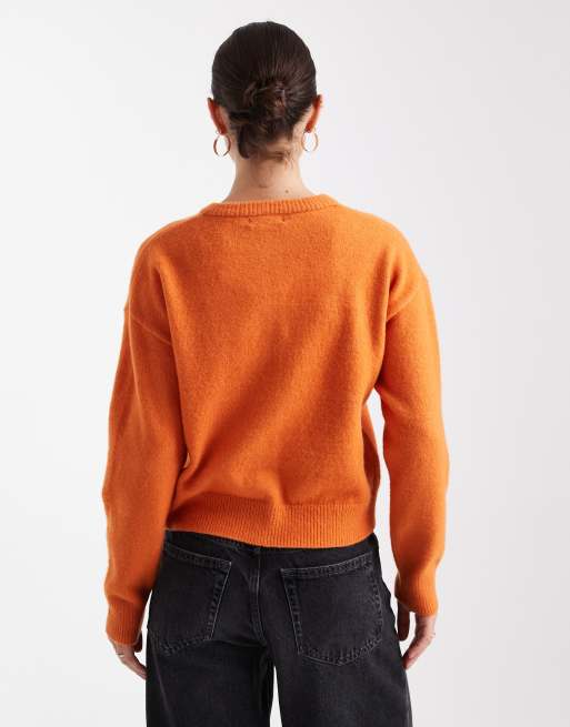 New Look crew neck cardigan in orange, 4 of 4