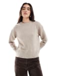 [New Look] New Look crew neck jumper in beige-Neutral M Mink