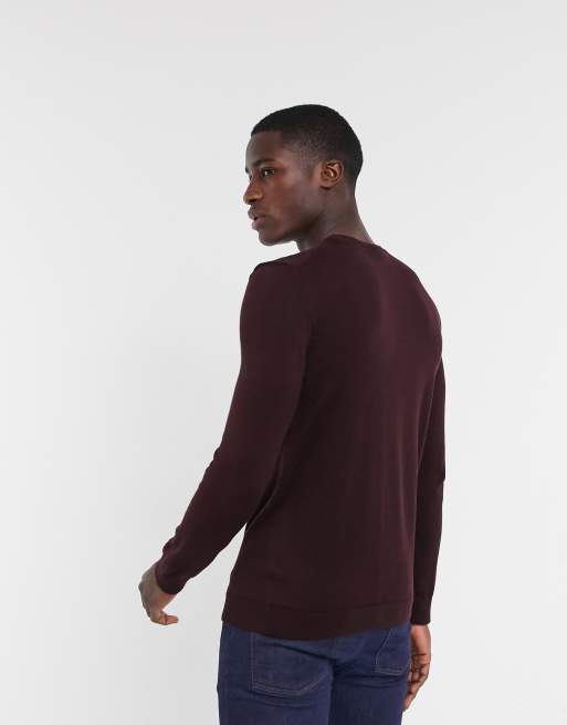 Burgundy crew neck jumper best sale