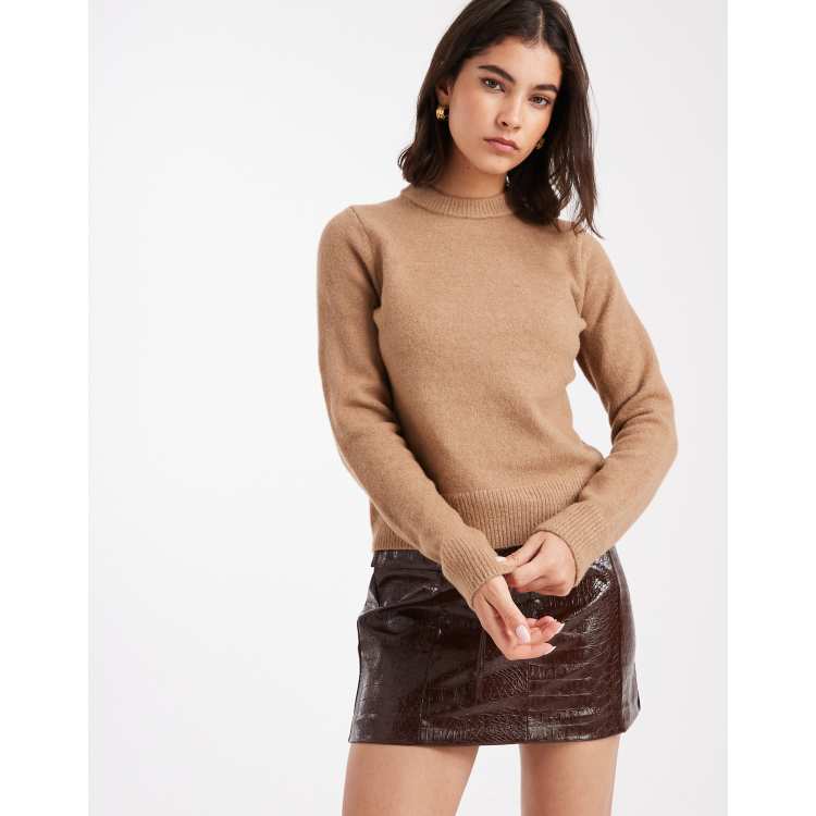New Look crew neck jumper in camel ASOS