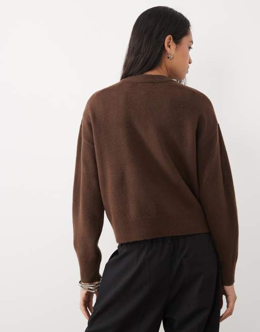 New Look crew neck jumper in dark brown, 4 of 4