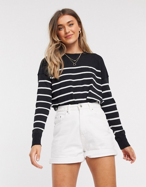 New Look crew neck jumper with stripes in black