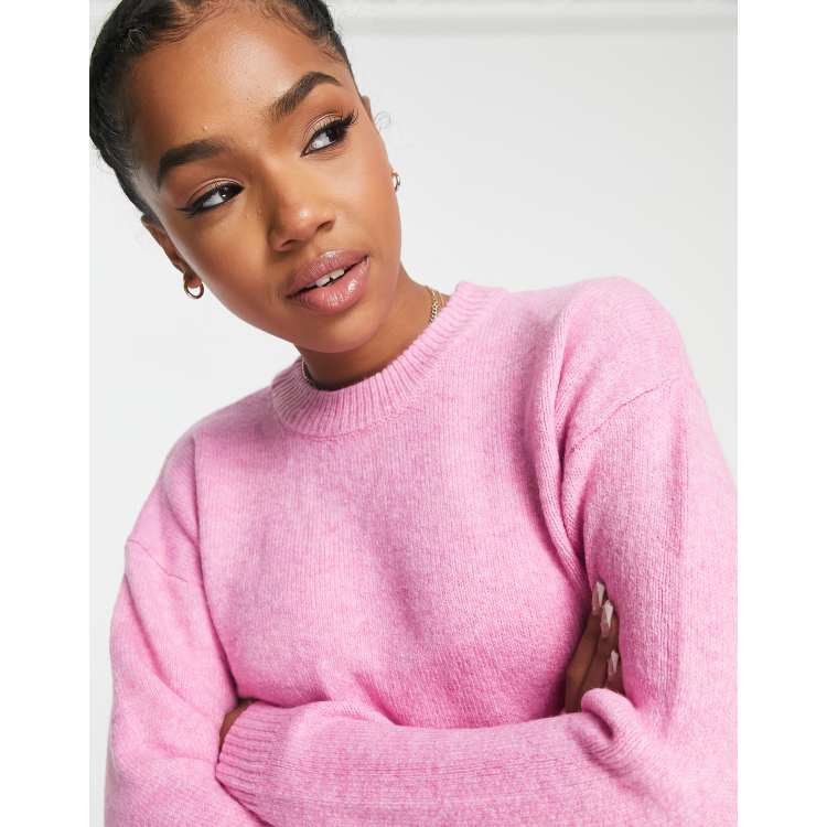 pink crew neck sweater