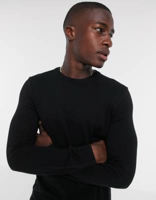 black crew neck knitted jumper