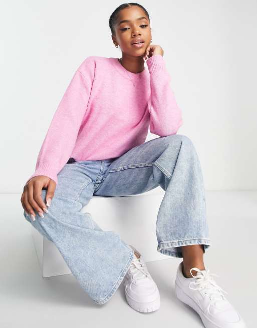 Pale pink outlet crew neck jumper