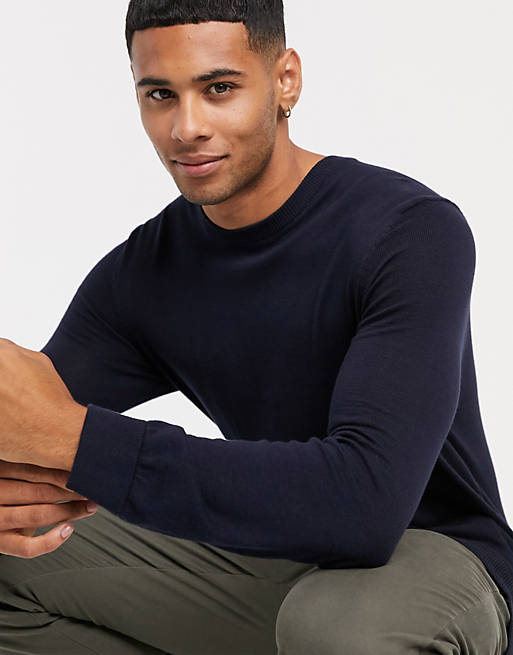 New Look crew neck knitted jumper in navy | ASOS