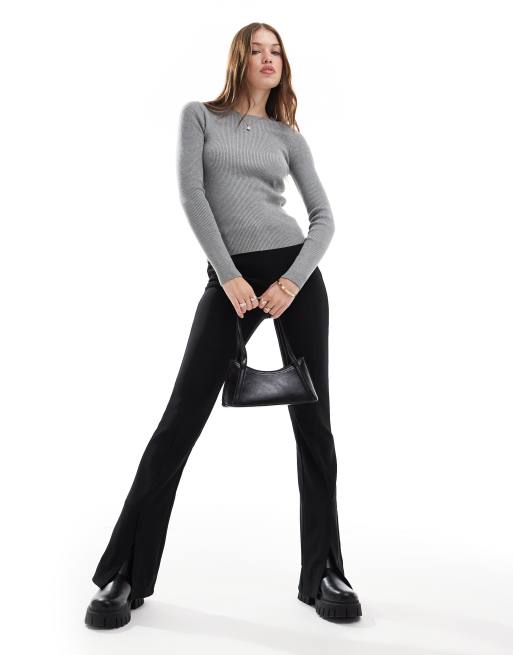 New Look crew neck knitted top in mid grey, 2 of 4