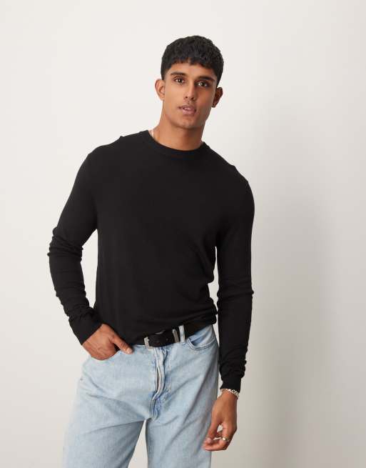 New Look crew neck lightweight jumper in black