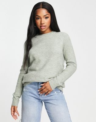 New Look crew neck longline knitted jumper in light green