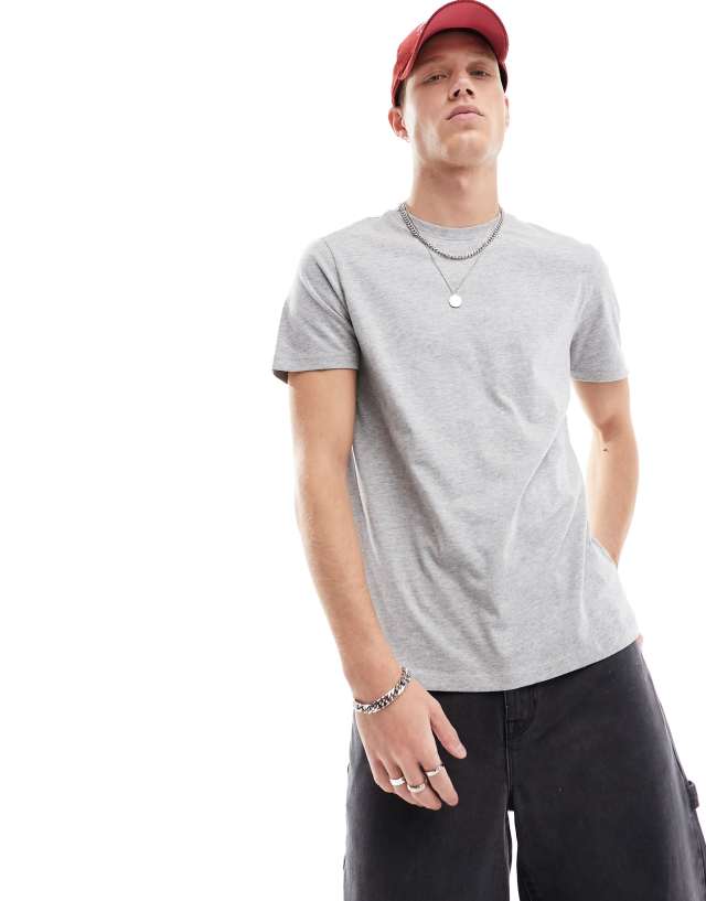 New Look - crew neck regular fit t-shirt in grey marl