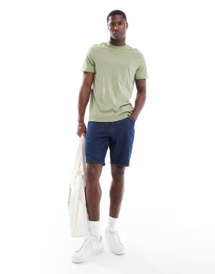 New Look New Look crew neck regular fit t-shirt in light khaki-Green