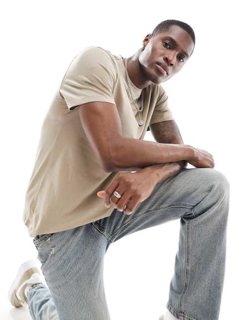 New Look crew neck regular fit t-shirt in stone, 2 of 4
