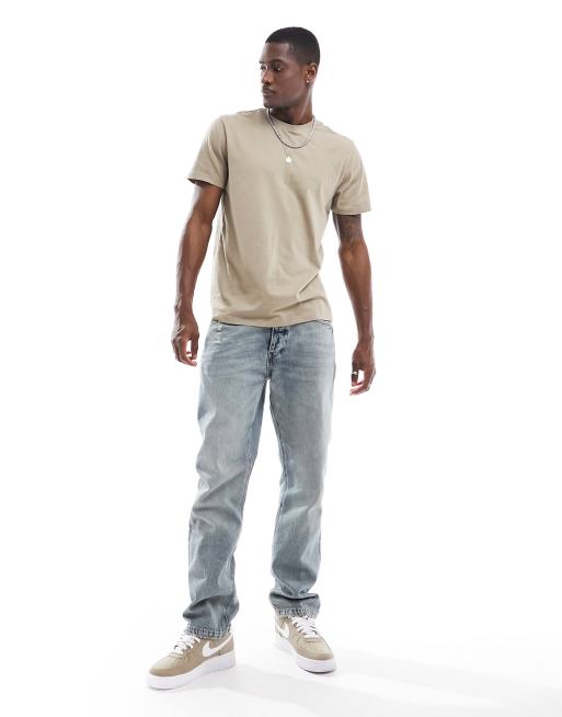 New Look crew neck regular fit t-shirt in stone, 3 of 4