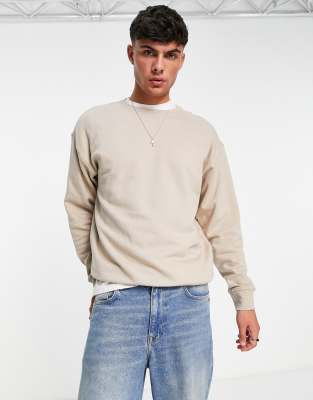 NEW LOOK CREW NECK SWEATSHIRT IN STONE-NEUTRAL