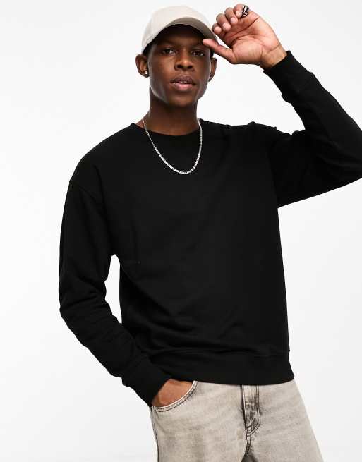 New Look crew sweatshirt in black | ASOS