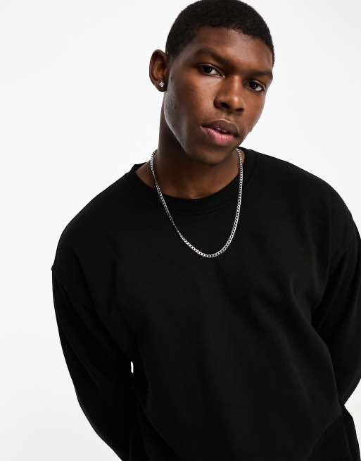 New Look crew sweatshirt in black ASOS