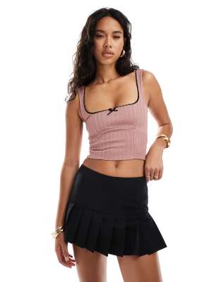 New Look New Look crinkle corset top in pink